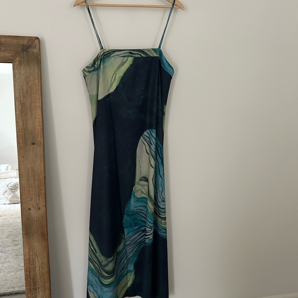 Elegant Blue and Green Women's Dress